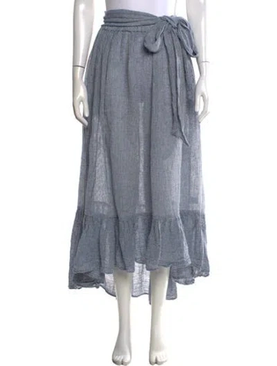 Pre-owned Lisa Marie Fernandez Linen Long Skirt In Blue