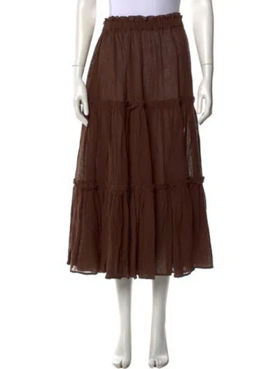 Pre-owned Lisa Marie Fernandez Linen Long Skirt In Brown
