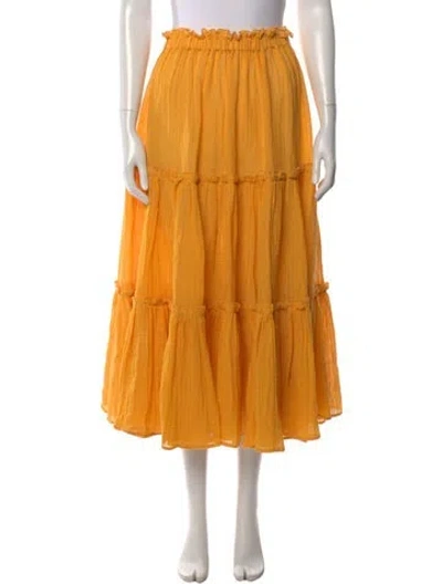Pre-owned Lisa Marie Fernandez Linen Long Skirt In Orange