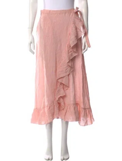 Pre-owned Lisa Marie Fernandez Linen Long Skirt In Orange