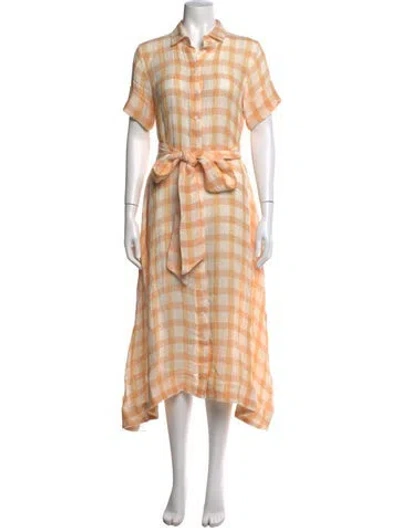 Pre-owned Lisa Marie Fernandez Linen Midi Length Dress In Orange