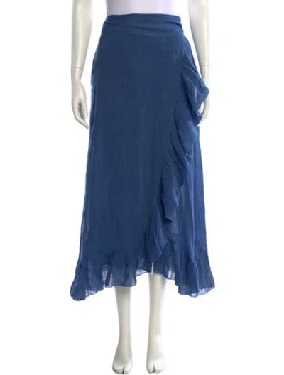 Pre-owned Lisa Marie Fernandez Linen Midi Length Skirt In Blue