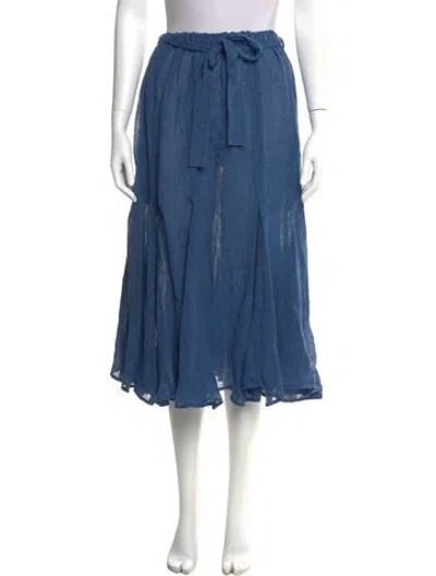 Pre-owned Lisa Marie Fernandez Linen Midi Length Skirt In Blue
