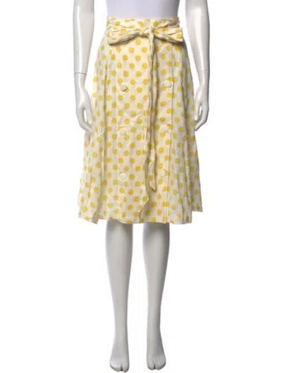 Pre-owned Lisa Marie Fernandez Linen Midi Length Skirt In Neutrals/yellow