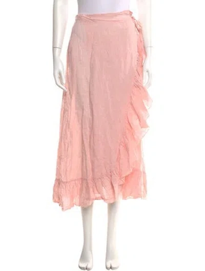 Pre-owned Lisa Marie Fernandez Linen Midi Length Skirt In Pink