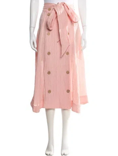 Pre-owned Lisa Marie Fernandez Linen Midi Length Skirt In Pink