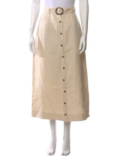 Pre-owned Lisa Marie Fernandez Linen Midi Length Skirt In Yellow