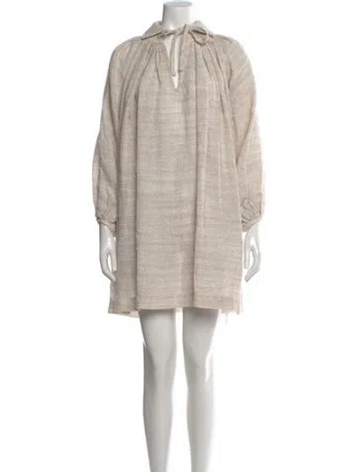 Pre-owned Lisa Marie Fernandez Linen Mini Dress In Neutral