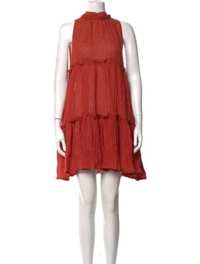 Pre-owned Lisa Marie Fernandez Linen Mini Dress In Orange