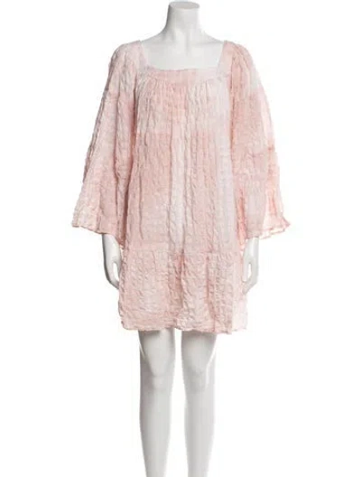 Pre-owned Lisa Marie Fernandez Linen Mini Dress In Pink