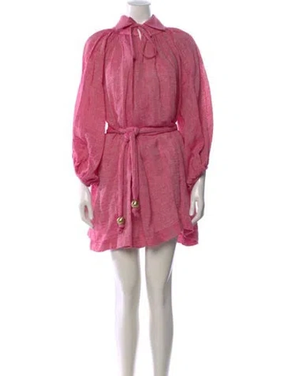 Pre-owned Lisa Marie Fernandez Linen Mini Dress In Pink