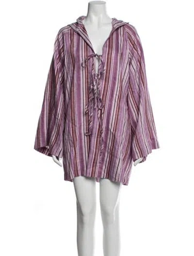 Pre-owned Lisa Marie Fernandez Linen Mini Dress In Purple