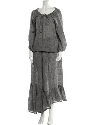 Pre-owned Lisa Marie Fernandez Linen Pleated Accents Skirt Set In Gray