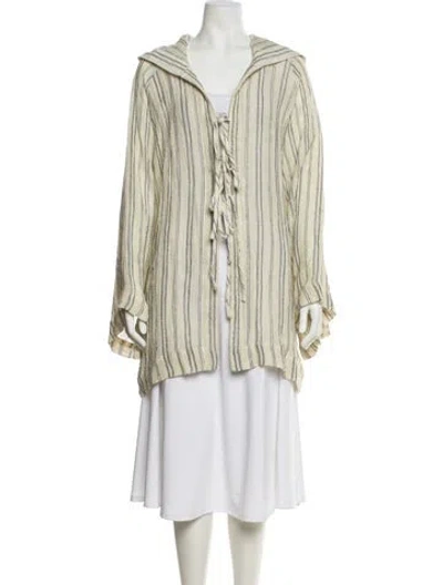 Pre-owned Lisa Marie Fernandez Linen Striped Robe In Neutral