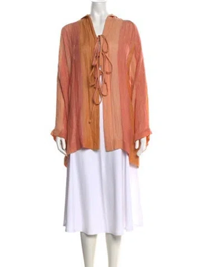 Pre-owned Lisa Marie Fernandez Linen Striped Sweater In Orange
