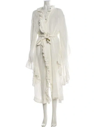 Pre-owned Lisa Marie Fernandez Linen Tassel Accents Robe In Neutral