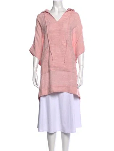 Pre-owned Lisa Marie Fernandez Linen V-neck Sweater In Pink