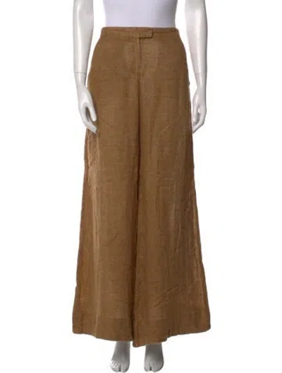 Pre-owned Lisa Marie Fernandez Linen Wide Leg Pants In Brown