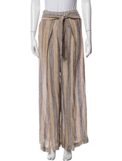Pre-owned Lisa Marie Fernandez Linen Wide Leg Pants In Gray