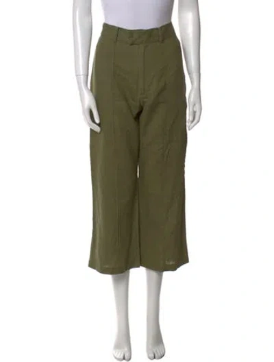 Pre-owned Lisa Marie Fernandez Linen Wide Leg Pants In Green