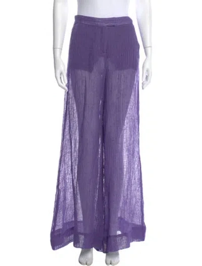 Pre-owned Lisa Marie Fernandez Linen Wide Leg Pants W/ Tags In Purple