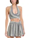 Lisa Marie Fernandez Lis Marie Fernandez Farrah Halter Linen-blend Tie Top In Blue