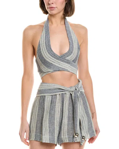 LISA MARIE FERNANDEZ LIS MARIE FERNANDEZ FARRAH HALTER LINEN-BLEND TIE TOP