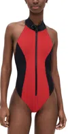 Lisa Marie Fernandez Lisa Marie Maillot One Piece Red/black Colorblock Neoprene In Red/black Colorblock Neoprene