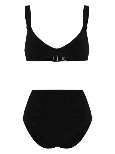 Lisa Marie Fernandez Seersucker Bikini In Black