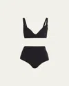 Lisa Marie Fernandez Magdalena High-waist Two-piece Bikini In Bs Black Seersucker