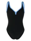 Lisa Marie Fernandez Maria Contrasting Trimmings Swimsuit V-neckline In Black