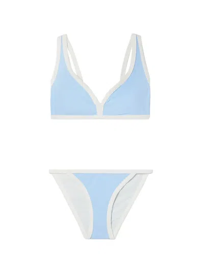 Lisa Marie Fernandez Maria Low-waist Piped Bikini In Blue