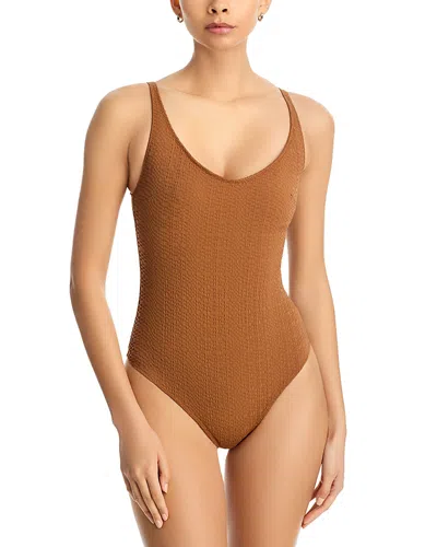 Lisa Marie Fernandez Marilyn Maillot Swimsuit In Brown