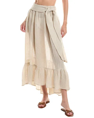 Lisa Marie Fernandez Nicole Linen-blend Midi Skirt In Brown