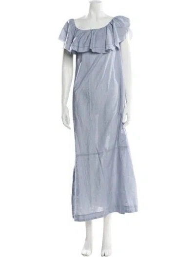 Pre-owned Lisa Marie Fernandez Off-the-shoulder Long Dress In Blue