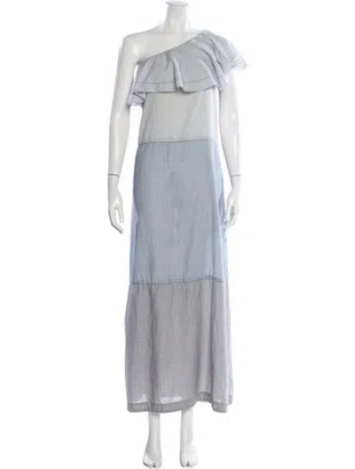 Pre-owned Lisa Marie Fernandez One-shoulder Long Dress In Blue