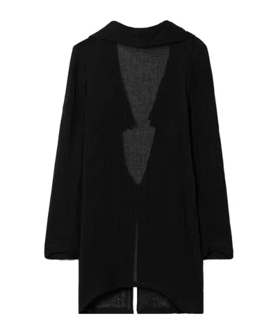 Lisa Marie Fernandez Open-back Ruffled Linen-blend Gauze Tunic In Black