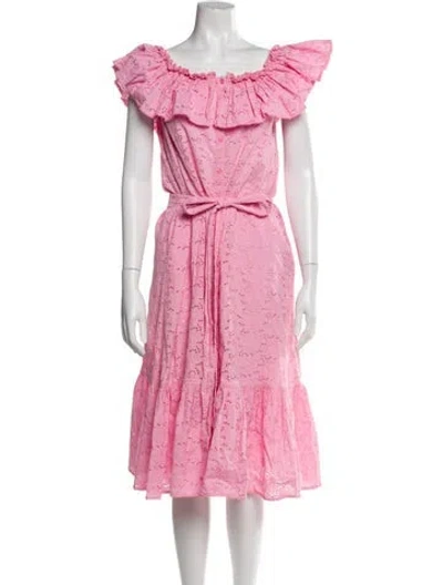 Pre-owned Lisa Marie Fernandez Patterned Midi Length Dress In Pink