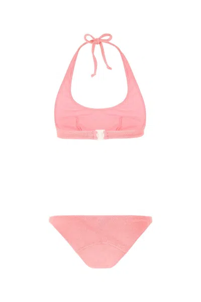 Lisa Marie Fernandez Pink Stretch Terry Amber Bikini In Pinkterry