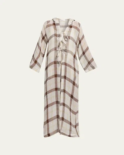 Lisa Marie Fernandez Plaid Maxi Beach Cape In Multi