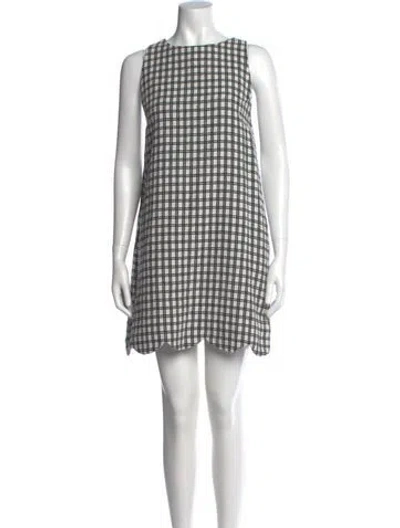 Pre-owned Lisa Marie Fernandez Plaid Print Mini Dress In White