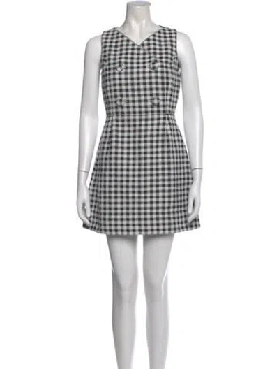 Pre-owned Lisa Marie Fernandez Plaid Print Mini Dress In White