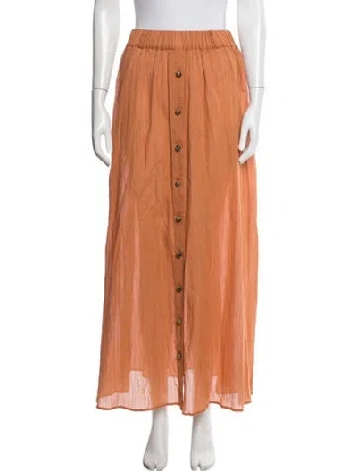 Pre-owned Lisa Marie Fernandez Pleated Accents Long Skirt In Orange