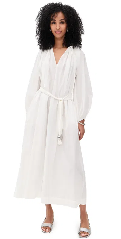 Lisa Marie Fernandez Pleated Belted Cotton Midi Shirt Dress In White