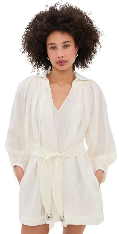 Lisa Marie Fernandez Poet Mini Dress White Organic Gauze
