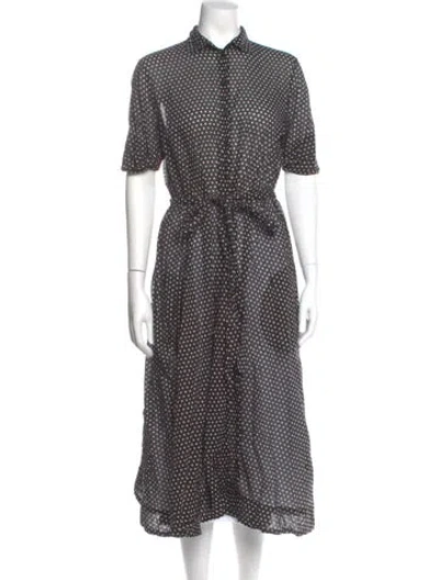 Pre-owned Lisa Marie Fernandez Polka Dot Print Midi Length Dress In Black