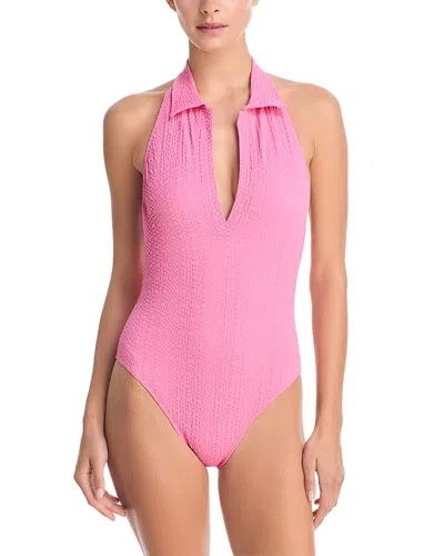Lisa Marie Fernandez Polo Maillot Collared Swimsuit In Pink