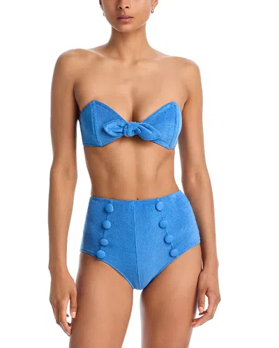Lisa Marie Fernandez Poppy High Waist Bikini Set In Blue