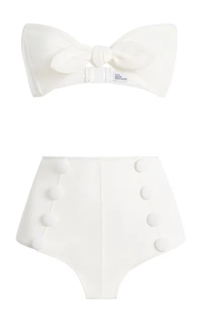 Lisa Marie Fernandez Poppy High-waist Jacquard Bikini In White