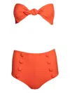 Lisa Marie Fernandez Poppy Knot Button High-waist Bikini In Orange